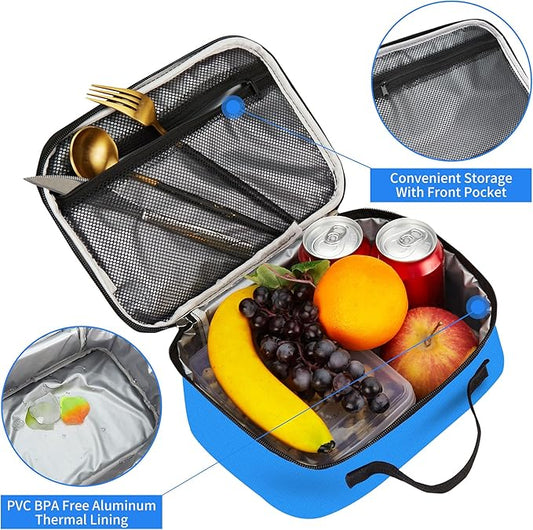 rickyh style Lunch Box with Padded Liner, Spacious Insulated Lunch Bag Durable Thermal Lunch Cooler Pack with Strap for Men Women Boys Girls Adults School Sports Beach Picnic Work Camp,2 Pocket
