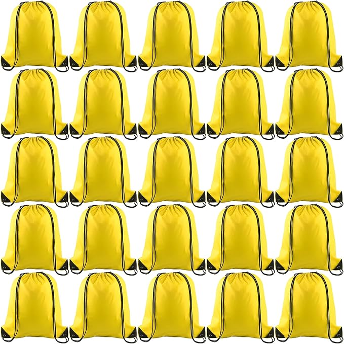 KUUQA 25Pcs Yellow Drawstring Bags - String Backpacks for Gym, Sport, Traveling