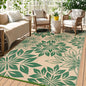 Waterproof Outdoor Rugs 5x8, Green Outdoor Plastic Straw Rug Double-Sided, Fade Resistant Patio Rug, Easy Cleaning RV Camping Mats Outside Carpet Portable for Balcony Porch Garden Deck Picnic
