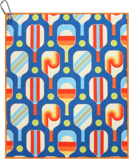 Millie Rose Pickleball Towels in Fashionable Prints - Cute 15x17 inch Microfiber & Cotton Athletic Towels with Carabiner Clip - Pickleball Accessories, Pickleball Gifts (Aviator Pickle)
