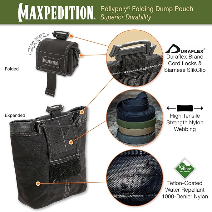 Maxpedition Rollypoly Folding Dump Pouch (Black) 9.4 inch