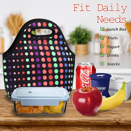 Neoprene Lunch Bags Thermal Insulated Lunch Tote Bag Reusable Washable Neoprene Picnic Bag for Women Men