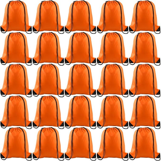 KUUQA 25Pcs Orange Drawstring Bags - String Backpacks for Gym, Sport, Traveling