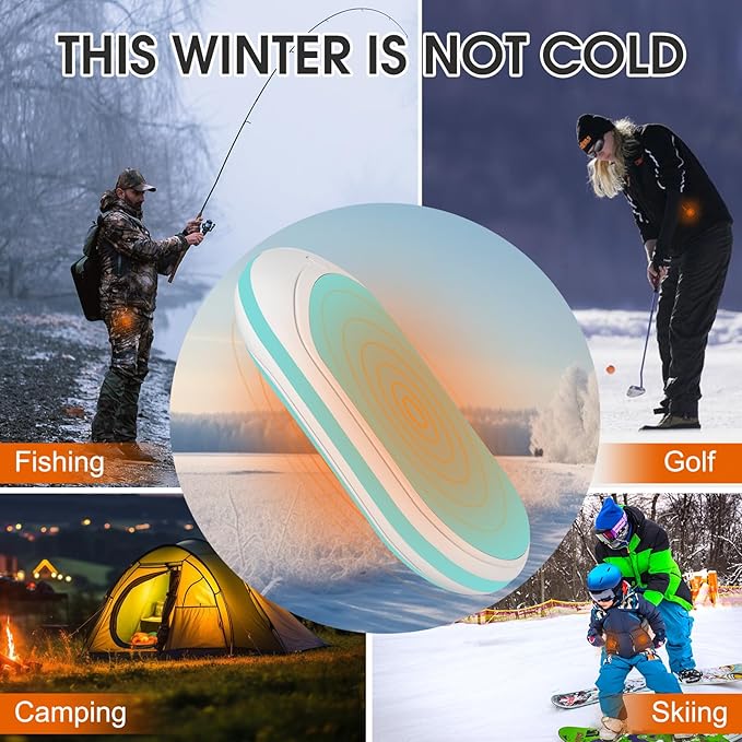 Rechargeable Hand Warmer, 1 Piece 5200mAh with Double Sided Heating, Reusable Portable Mini Heater, Temperature Adjustable Suitable for Hand and Foot Warming, Hunting Camping Hand Warmer