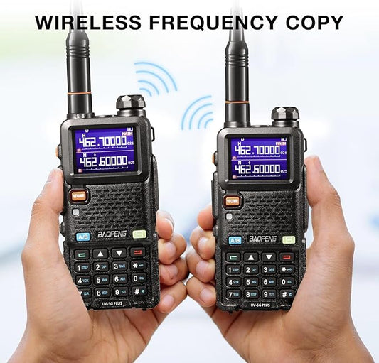 [Chirp Compatible] BAOFENG UV-5G Plus GMRS Handheld Radio, Long Rang Two Way Radio for Adult, 999 Channels, NOAA Receiver, with Two 2500mAh Batteries, 15.5" Antennas, Programming Cable, 1 Pack