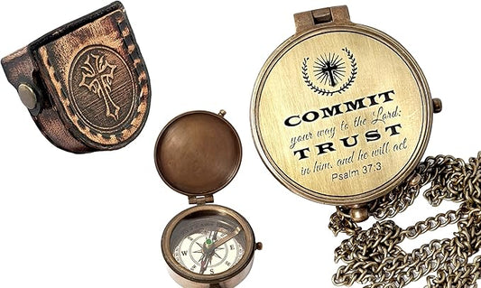 Brass Nautical - Brass Compass Engraved Gift for Son, Grandson, Daughter, Baptism, Confirmation Communion Godson Church Graduation Day