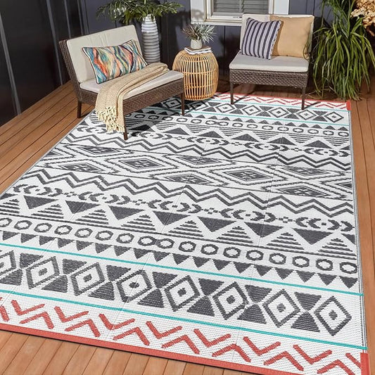Outdoor Rugs Patio Camping Waterproof - 4x6 Plastic Straw Patio Rug Portable for Campers, Outside RVs Mat, Outdoor Area Carpet for Patios Clearance, Backyard Porch, Balcony, Picnic