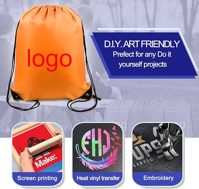 BeeGreen Drawstring Backpack Bags 20,30,50 Packs Reflective String Bags for Gym Sport Trip Cinch Sack DIY for Women Men