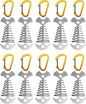 NACETURE Deck Anchors Pegs with Carabiners - Tie Down Anchor Rope Tensioner | Rope Tent Tie Down Stakes Clips, Canopy Tent Anchors Outdoor Camping Tent Accessories 10 Pack (Sliver)