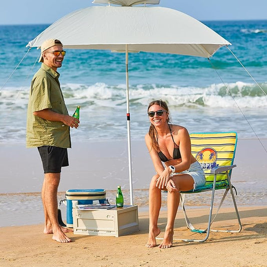 #WEJOY Folding Beach Chair for Adults, Lightweight Beach Chair with Shoulder Straps, High Back Beach Chairs with Hard Armrest, Supports 300lbs for Beach Lawn Concert