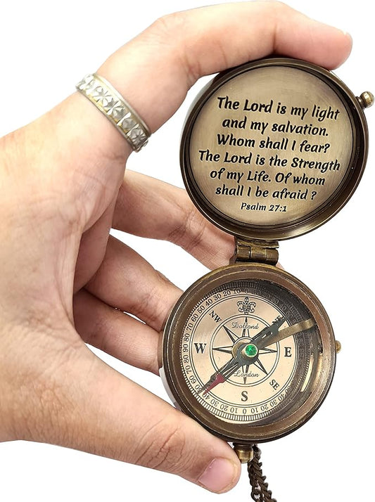 Brass Nautical - Brass Compass Engraved Gift for Son, Grandson, Daughter, Baptism, Confirmation Communion Godson Church Graduation Day