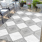 Waterproof Outdoor Rug 5x8ft, Foldable Reversible Plastic Straw Mat for Patio RV Deck Porch Backyard Balcony Camping Picnic Beach Indoor Outdoor Carpet, Black&White