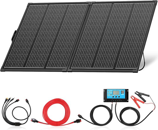 200 Watt Portable Solar Panel Kit with 20A PWM Controller,23.5% High Efficiency & IP68 Waterproof,Foldable Lightweight Design for RV/Camping/Battery,Off-Grid Power Stations,Camping Essentials