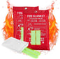 Emergency Fire Blankets, Fire Extinguisher Blanket Glow at Night, Flame Retardant Blanket Fire Safety Blanket for Home and Kitchen, Camping, Grill, Car, Office (2 Pack)