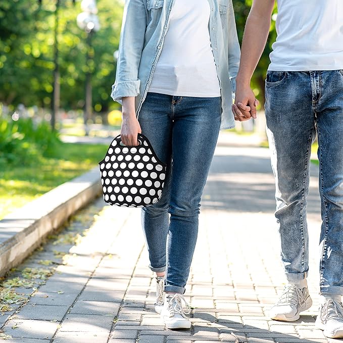 Neoprene Lunch Bags Thermal Insulated Lunch Tote Bag Reusable Washable Neoprene Picnic Bag for Women Men