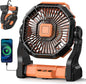 Camping Fan Battery Powered -12000mAh Portable Rechargeable Fans Light, Battery Operated Fan for Camping Hook 4 Speed Quiet Cordless USB Personal Cooling for Desk Home Beach Tent BBQ