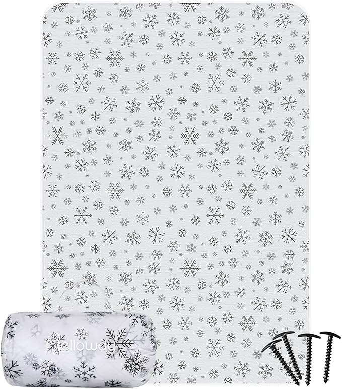 Mellowdy Companion Outdoor Printing Blanket - Waterproof, Wind-resistant, Warm, Utility Blanket for Camping, Picnic, Stadium, Beach, Gameday, Travel, Foldable with Carrying Bag （Snowflakes,55x80 inch）