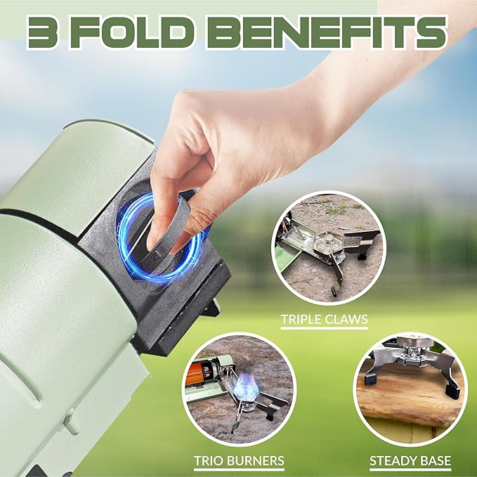 17,700 BTU Foldable Butane Camping Stove – 5,200W Portable Gas Burner with Carrying Bag for Outdoor Cooking, Backpacking & Emergency Use