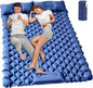 Double Sleeping Pad for Camping, 2 Person Ultralight Inflatable Sleeping Mat with Pillow and Built-in Foot Pump, Portable Camping Mattress for Tent, Backpacking, Hiking, Traveling