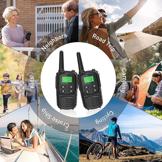 Rechargeable Walkie Talkies,Fvamom Walkies Talkies for Adults with 22 Channels,Long Range Walkie Talkies with NOAA Weather Channels,VOX LCD Display LED Flashlight (Black)