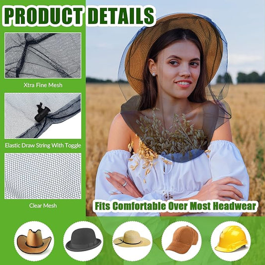 HESTYA 4 Pack Mosquito Net Face Mesh Net Protecting Net for Outdoor Hiking Camping Climbing Mosquito Fly Insects Preventing