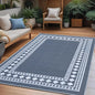 RURALITY Outdoor Rugs 5x8 Waterproof for Patios Clearance,Plastic Straw Mats for Backyard,Porch,Deck,Balcony,Grey and White