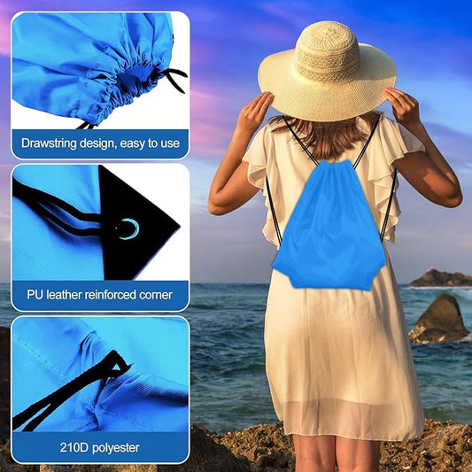 KUUQA 2 Pcs Light Blue Drawstring Backpack Drawstring Bag Bulk Sports Cinch Bags String Backpack Storage Bags for Gym Traveling