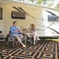 Outdoor Patio Plastic Straw Rug - 9'x18' Outdoor Camping Rug Waterproof Reversible, Area Carpet Patios Clearance RV, Outside Porch Balcony Deck for Camper, Black & Brown