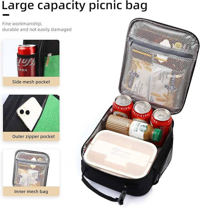 Lunch box Lunch bag for men women Insulated Lunchbox Lunch bags for Work Picnic Travel (Thicken green)