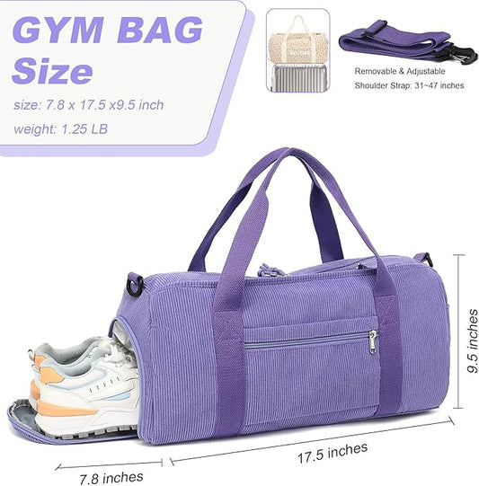 Duffle Bag for Gym Sports Women Girls Workout Travel Bag Weekender with Shoe Compartment and Wet Pocket