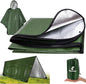 Thermal Tarp Survival Shelter Insulated Blanket Reflective 4×7 Ft, All-Weather Space Blankets Emergency Foil Mylar Thermal Blanket for Outdoor Car, Camping, Hiking and Shelter - Green