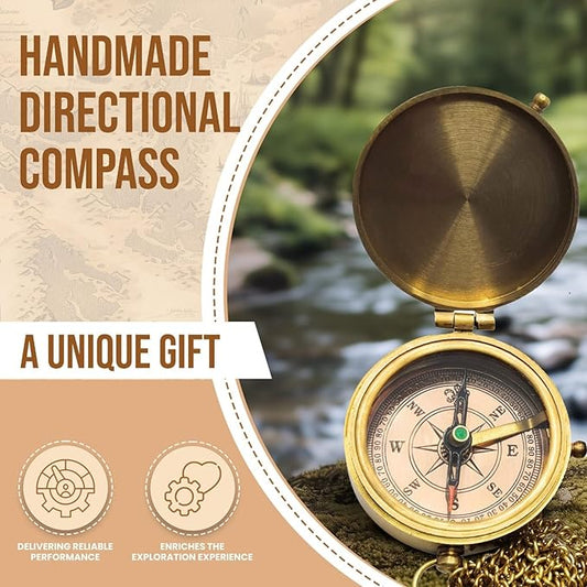 Brass Compass, Birthday Christmas Graduation Day Gift for Teenage Boys Girls Men Women