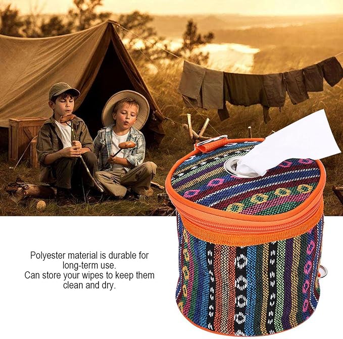 Uxsiya Outdoor Tissue Case Camping Hiking Wipes Box Foldable Roll Paper Storage Bag for Camping Tent