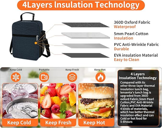 Lunch Box for Men - Reusable Lunch Bag Men Adult Women- Insulated Small LunchBox
