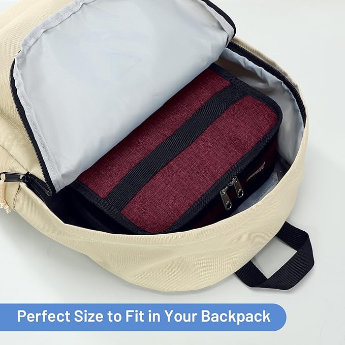 MIER Freezable Lunch Bag Frozen Mini Cooler Small Portable Insulated Lunch Box Freezer Snack Bags for Adult Travel Work, Dark Red
