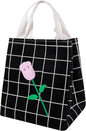 Lunch Bag Insulated Lunch Box for Women Men,Reusable Adult Lunch Tote Bags for Work or Travel (Pink Flower Black)
