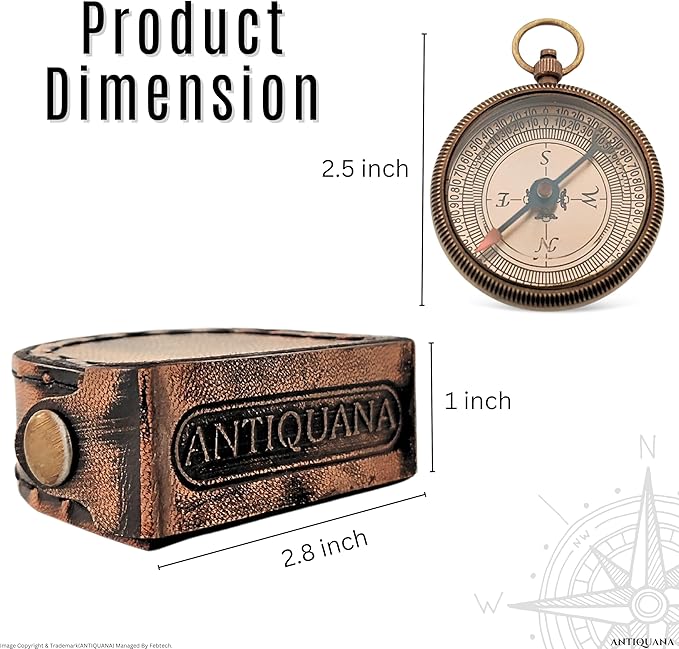 to My Grand Son Engraved Compass with Authentic Leather Case Brass Compass Directional Compass, Baptism Gifts for Boys & Girls, First Communion (BLC3)