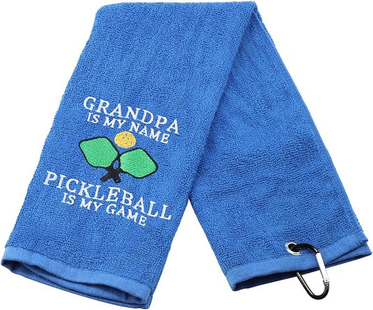 PWHAOO Pickleball Lover Towel Grandpa Is My Name Pickleball Is My Game Towel Grandpa’s Pickleball Gift (GRANDPA IS MY NAME T)