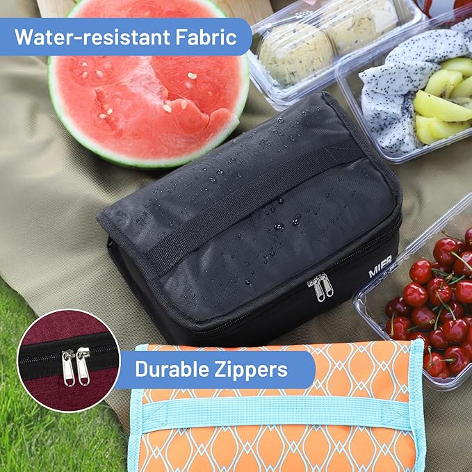 MIER Freezable Lunch Bag Frozen Mini Cooler Small Portable Insulated Lunch Box Freezer Snack Bags for Adult Travel Work, Dark Red