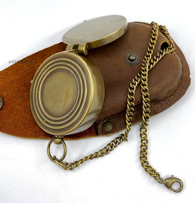 Brass Compass Unique Print Go Confidently Quote Compass With Leather Case Antique Brass Compass With Chain A Great Gift Item For Your Loved Ones Hikers And Traveler By