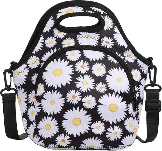 Neoprene Lunch Bag, Thermal Insulated Lunch Tote Bag with Detachable Shoulder Straps, Lightweight & Reusable Lunch Bag for Women Men