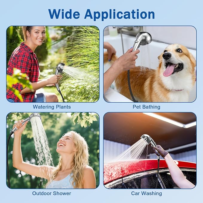 Portable Shower Camping,9000mAh Rechargeable Shower Pump with Digital Display,Adjustable Shower Head and Folding Bucket Outdoor Shower for Camp,Hiking Beach,Travel,Car Washing,Pet Bath,Garden