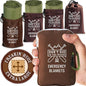 Don't Die In The Woods - Freakin’ Huge Emergency Blankets [4-Pack] Extra-Large Thermal Mylar Space Blankets with Ripstop Nylon Stuff Sacks + Carabiner Zipper Pack [Army Green]