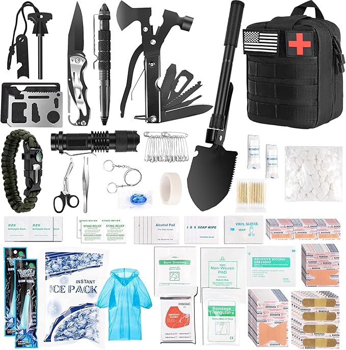 First Aid Kit - 270Pcs Camping Emergency Survival Kit and Equipment with Molle Pouch, Essential Gear Aid for Car Travel Outdoor Hiking Hunting, Gifts for Men Boy Boyfriend Teens Women Dad Husband
