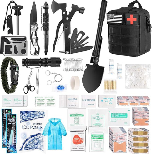 First Aid Kit - 270Pcs Camping Emergency Survival Kit and Equipment with Molle Pouch, Essential Gear Aid for Car Travel Outdoor Hiking Hunting, Gifts for Men Boy Boyfriend Teens Women Dad Husband