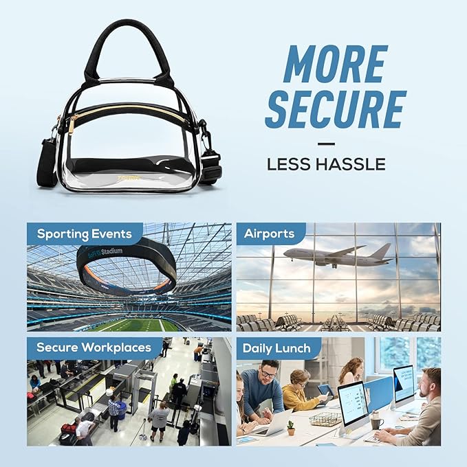 TOURIT Stadium Approved Clear Lunch Bag Transparent Bag with Adjustable Strap Clear Lunch Box for Women Men Work