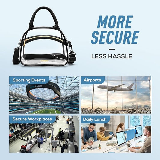 TOURIT Stadium Approved Clear Lunch Bag Transparent Bag with Adjustable Strap Clear Lunch Box for Women Men Work