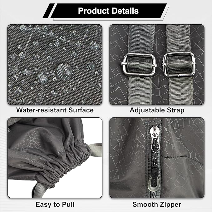 Drawstring Backpack Waterproof Small Gym Bag for Women String Backpack, Sports Gym Sack Cinch Bag with Multi Pockets (Grey)