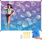 Beach Blanket Waterproof Sandproof Large Beach Mat 83" X 106" for 3-5 Adults Sand Free Mat Quick Drying,Lightweight & Durable with 4 Stakes & 4 Corner Pockets for Beach Camping .(Purple)