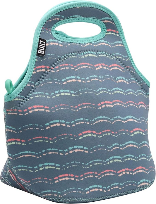 Built Gourmet Getaway Neoprene Lunch Bag - Insulated, Reusable, & Machine-Washable Lunch Tote for Hot and Cold Food Storage, Lightweight & Reusable - One Size (Scallop Stripe)